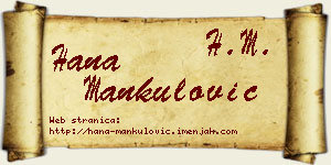 Hana Mankulović vizit kartica